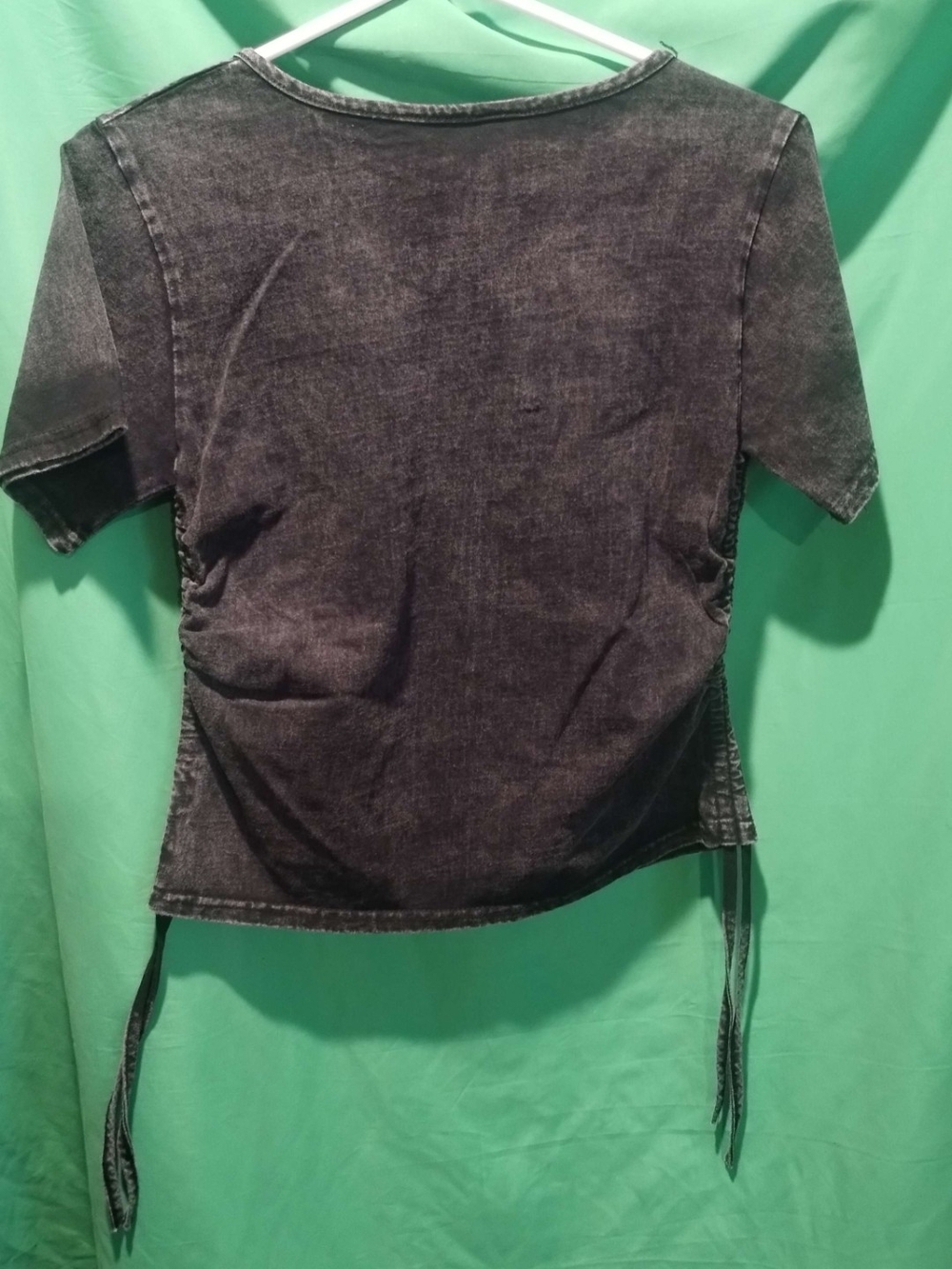 SHBL Black Washed Graphic Tee with Pink Strawberry Print - Picture 3 of 4
